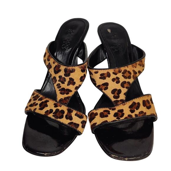 Vintage Leopard Print Wedge Sandals Sz 7.5 - Picture 2 of 9